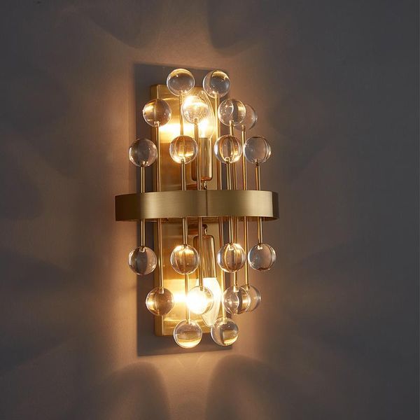 

wall lamps led e14 postmodern spherical crystal ball golden iron lamp home nordic indoor lighting art decor for bedroom background