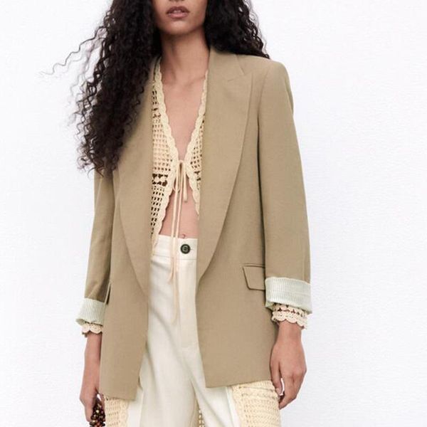 

women's suits & blazers fashion simple straight women elegant office lady long sleeve jackets solid khaki linen ladies, White;black