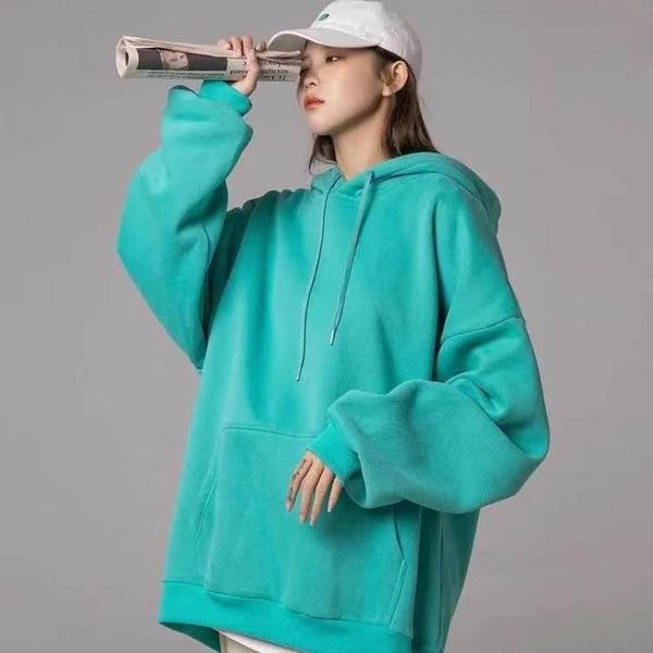 

women's hoodies & sweatshirts [ewq] hooded clothing simple trend ladies casual wear long-sleeved loose autumn holiday red pullovers swe, Black