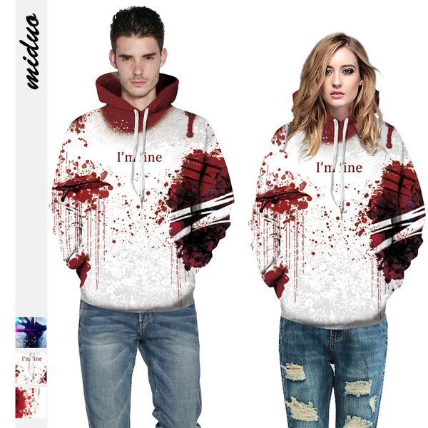 

halloween blooddrop digital printing hooded sweater large size lovers' hooded, Black