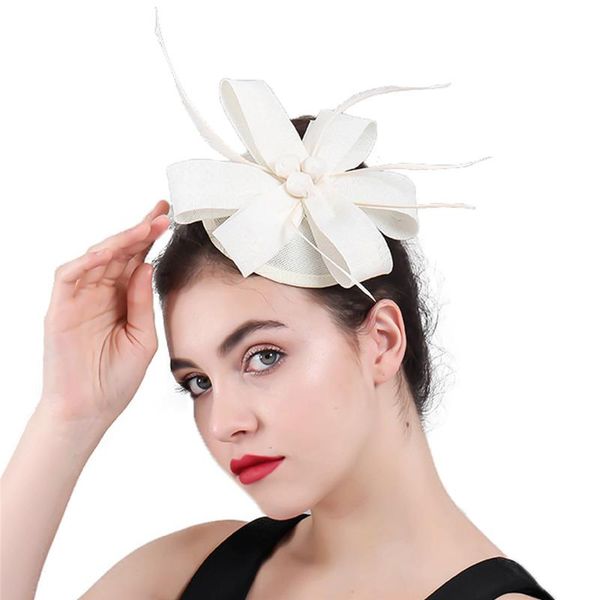 

hair accessories classic elegant white ivory fascinator hats women party tea ladies female wedding loops headwear fashion married caps milli