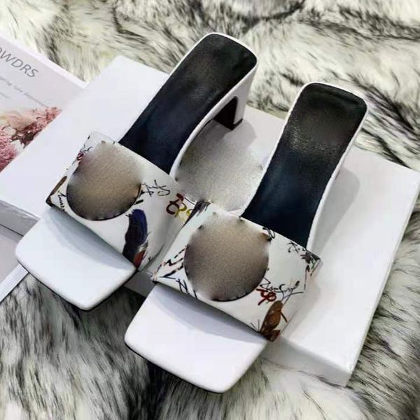 

women's sandals, slippers, tassels, high heels, thick heel leather, comfortable button strap, one word summer casual shoes, Black