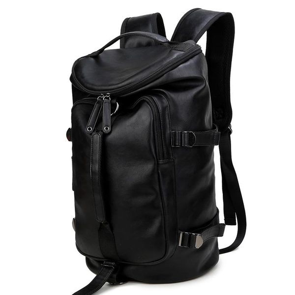 

backpack practical multifunctional casual men's pu leather solid color chic boys computer bag fashion leisure travel