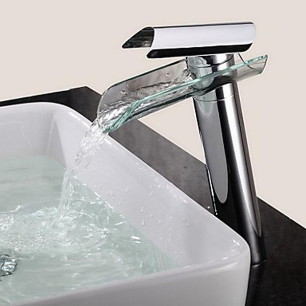 

bathroom sink faucets waterfall faucet with single handle by polished chromebathroom basin