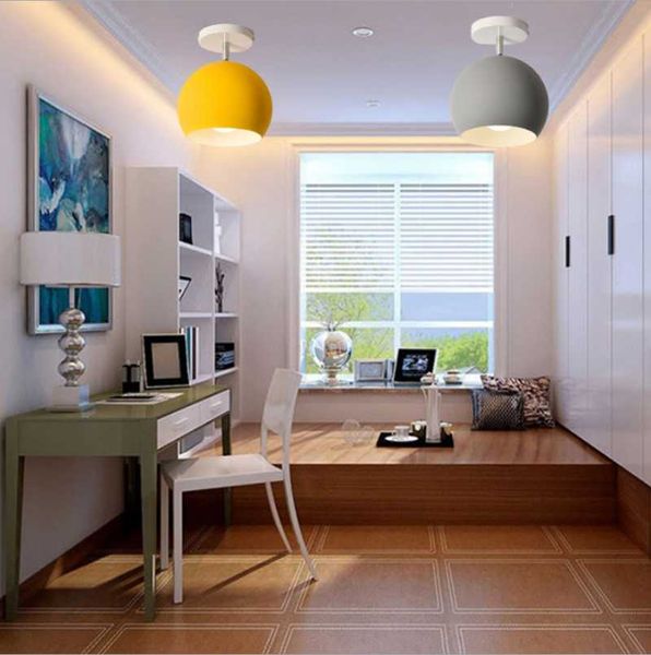 Luzes de teto Modern Minimalista Quarto Lâmpada Nordic Macaron Rodada Sala de estar