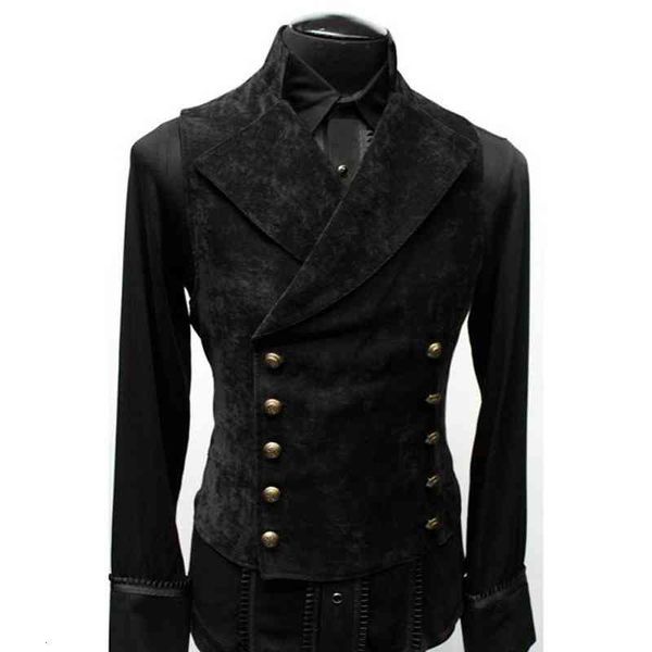 

men's suits & blazers mens double breasted gothic steampunk velvet vest stand collar medieval victorian waistcoat men stage cospla, White;black