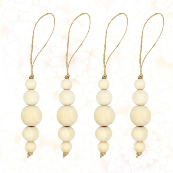 

decorative objects & figurines 4pcs wood bead string ornaments garland pendant ornament for kids baby nursery room decoration (style 1)