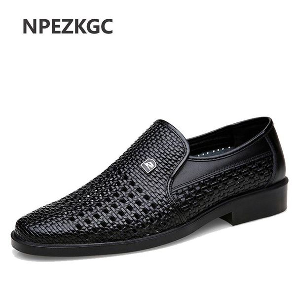 

dress shoes genuine leather fashion men business loafers pointed toe black oxford breathable formal wedding