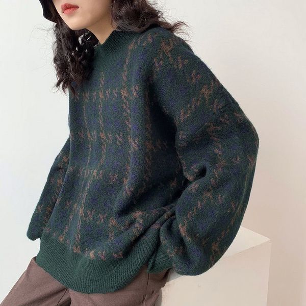 

men's sweaters women's plaid sweater, loose sweater flashlight, plus size, girls'winter clothes e9qc, White;black