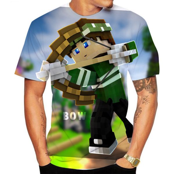 

Printed robot pumpkin pattern men's 3D T-shirt short-sleeved party top street crew neck summer Minecraft, White;black