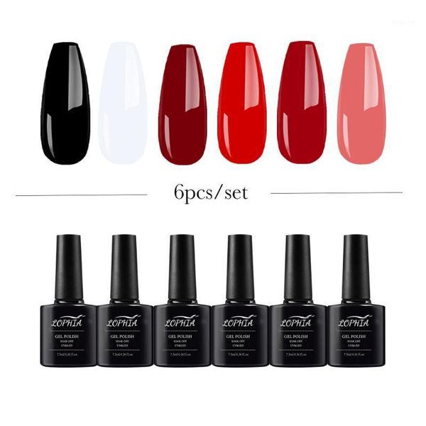 

gel nail polish set 6pcs kit hybrid varnish soak off uv led semi permanent art1, Red;pink