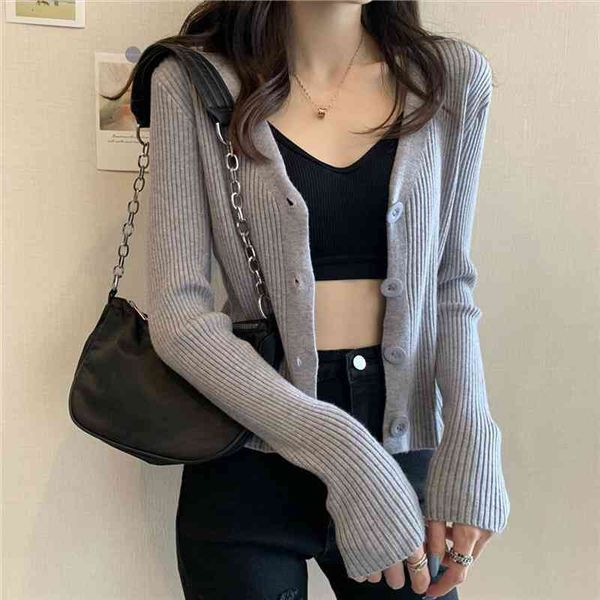 

v-neck cropped cardigan women black beige gray purple blue white sweater cardigan korean elegant ladies long sleeve knitted, White;black