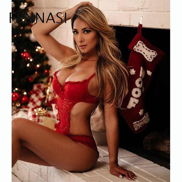

bras sets 2022 women lace erotic lingerie set underwear thongs panties costumes bodysuit see-through pajamas, Red;black