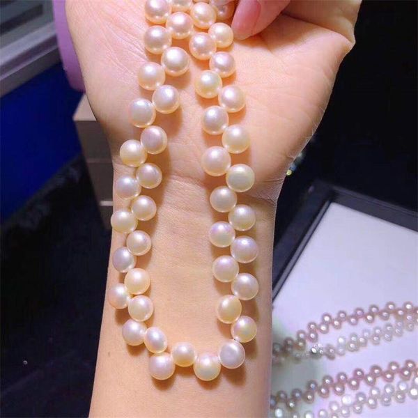 

chains 7-8mm freshwater pearl necklace simple natural 210327-35, Silver