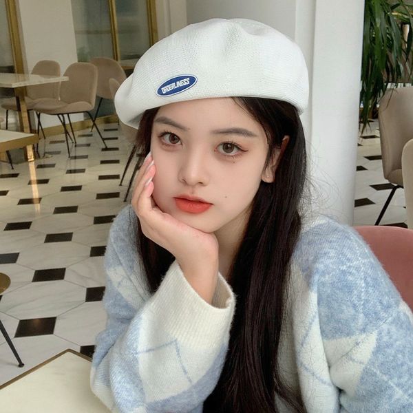 

beret women's spring new versatile candy color paste cloth artist breathable bud hat fashion, Yellow