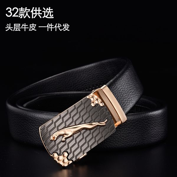 

straight men's head leather with automatic buckle belt, Black;brown