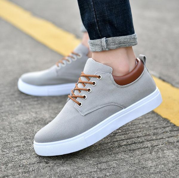 

casual men fashion canvas flat shoes light breathable lace-up white black red grey blue leisure outdoor comfortable male zapatillas sneakers