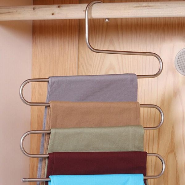 

hangers & racks 5 layers multifunctional clothes pant storage rack trousers hanging shelf stainless steel non-slip clothing organizer