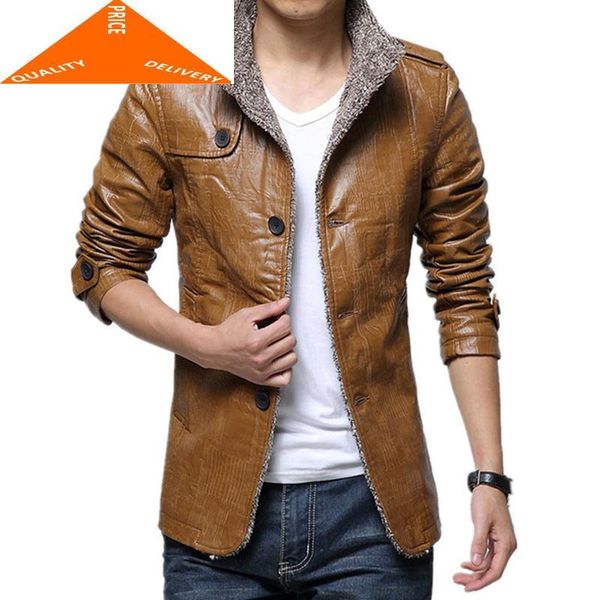 

men's fur & faux outwear 2021 winter male pu leather jacket casual jaqueta couro masculina single breasted black motorcycle jackets cj2