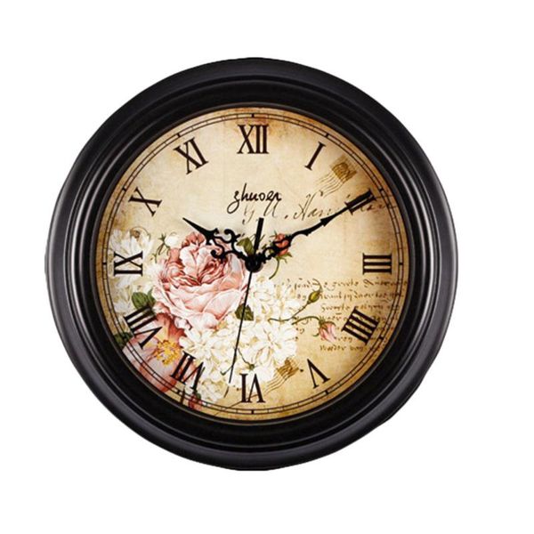

1pc countryside retro wall hanging clock 12 inch silent living room without battery clocks