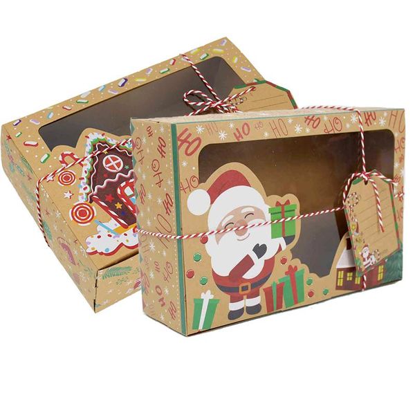 

gift wrap 3pcs 22cm christmas kraft paper box elk santa children's wrapped chocolate cookies candy boxes xmas decor