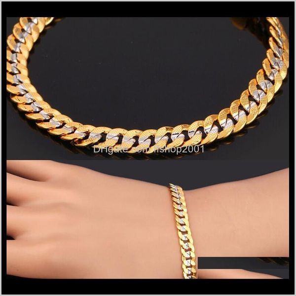 

& jewelry sets jewelry6mm stamp men/women 18k two tone gold plated curb chain necklace bracelet set ps1605 drop delivery 2021 mlr8i, Silver