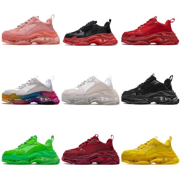 

paris fashion shoes men women triple-s sneakers low cut designers vintage platform casual shoe tennis increasing flat trainers jogging walki, Black