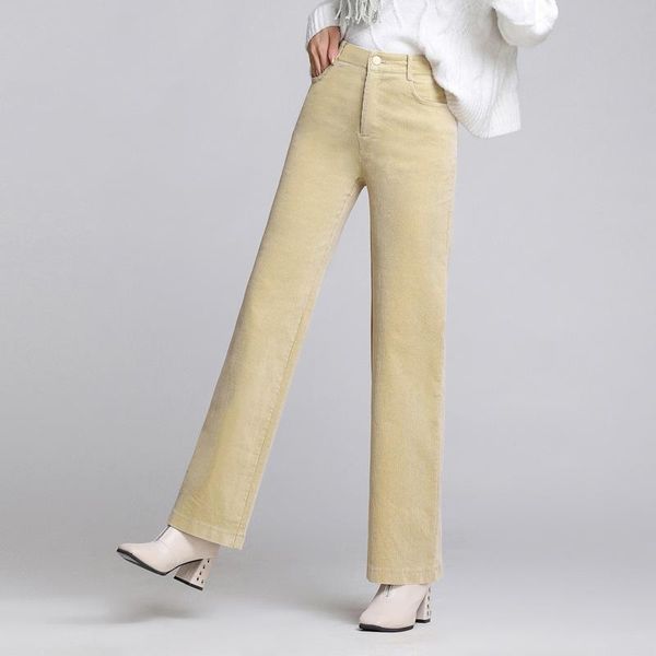 

winter women pants loose corduroy length high waist drape thicken temperament trousers office lady straight-leg women's & capris, Black;white