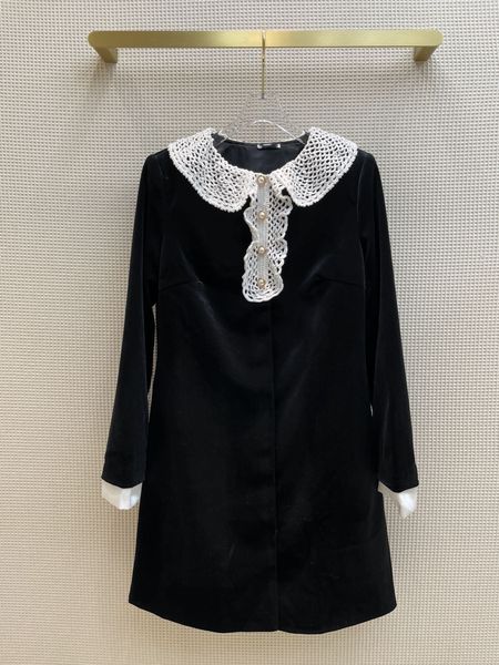 

2021 autumn milan runway dresses o neck long sleeve beading panelled fashion designer brand same style women's clothing 0908-1, Black;pink
