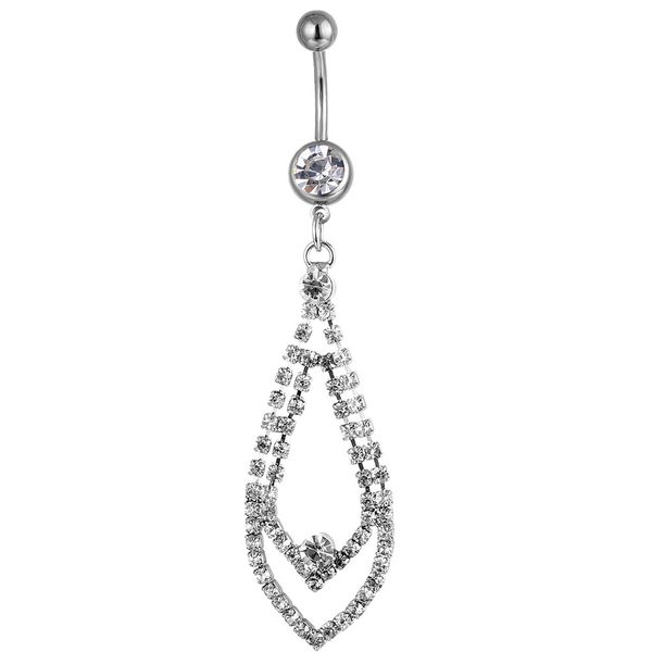 

d0183 clear color belly navel button ring, Silver