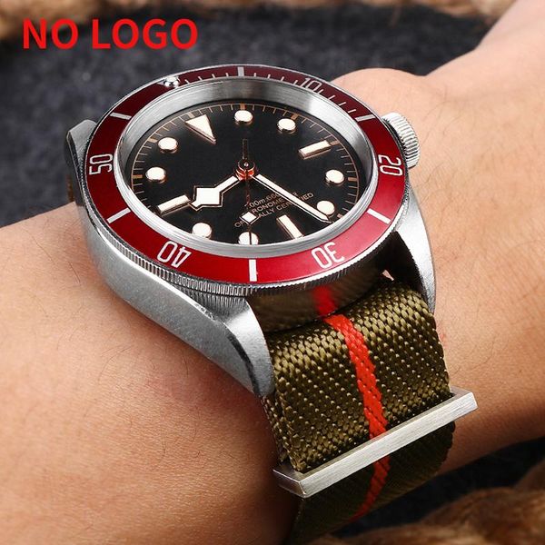 

wristwatches watch men original seagull mechanical movement automatic black bay design men's wrist 316l sapphire 5bar waterproof clock, Slivery;brown
