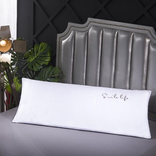 

pillow case solid white color couple pillowcase for simple smile life embroidered nordic body cover 120/150/180cm