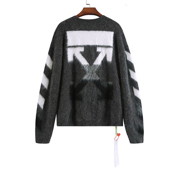

off style white autumn winter gradient arrow mohair sweater, White;black