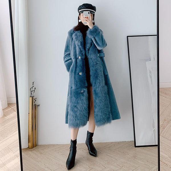 

women's fur & faux vintage natural female real coat 100% wool jacket women winter clothes 2021 korean double faced overcoat hiver 1772, Black