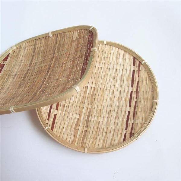 

dishes & plates 2pcs bamboo woven trays household egg bread decorative weaving