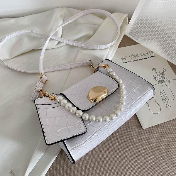 

duffel bags summer small bag female 2021 trendy texture pearl one-shoulder messenger ins fashion portable underarm