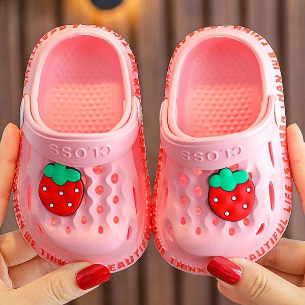 

summer kids slippers children home shoes baby for girls boys cartoon pvc flip flops non-slip beach sandal slipper, Black;grey