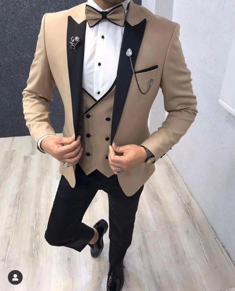 

men's suits & blazers arrival wedding tuxedos for groom costume homme slim fit men 2021 set navy blue vest blazer terno masculino 3 pie, White;black