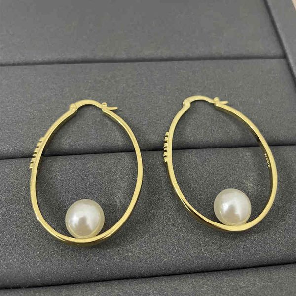 

design jewelry new size pearl 925 silver needle letter earrings