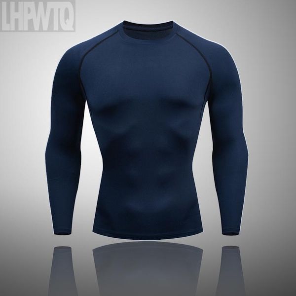 

running jerseys male long sleeve compression shirt men's quick dry gym t fitness sport workout training for men, Black;blue