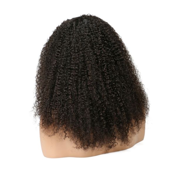 

250% density front human mongolian remy kinky curly lace frontal wigs with baby hair bleached knots, Black;brown