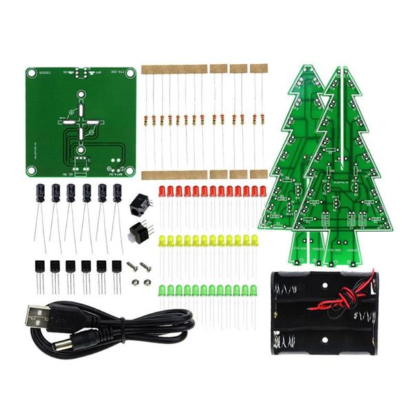 

christmas decorations 1pc 3d tree led diy kit three-dimensional green flash circuit gift electronic fun suite