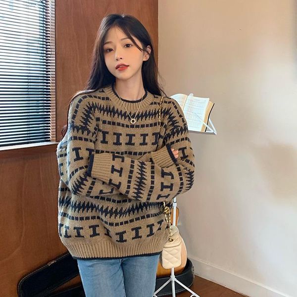

women's sweaters 8452 autumn winter women sweater pullovers retro fashion japan style o-neck all-matching female casual literary knitte, White;black