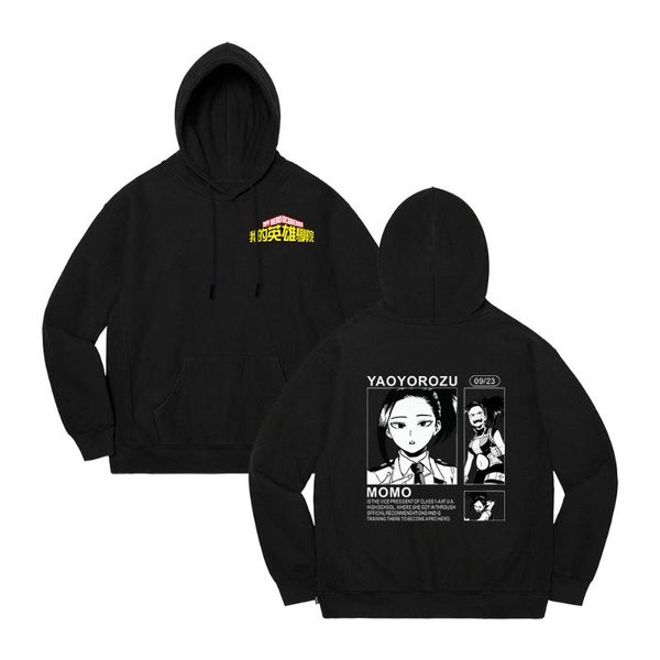 

men's hoodies & sweatshirts anime graphic men women kawaii my hero academia yaoyorozu mom harajukul long sleeved sweatshirt male drop, Black