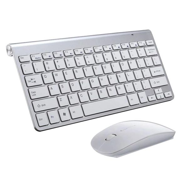 

keyboards 2.4g wireless keyboard stainless steel ultra slim for computer/deskpc/lapsurface/smart tv silver