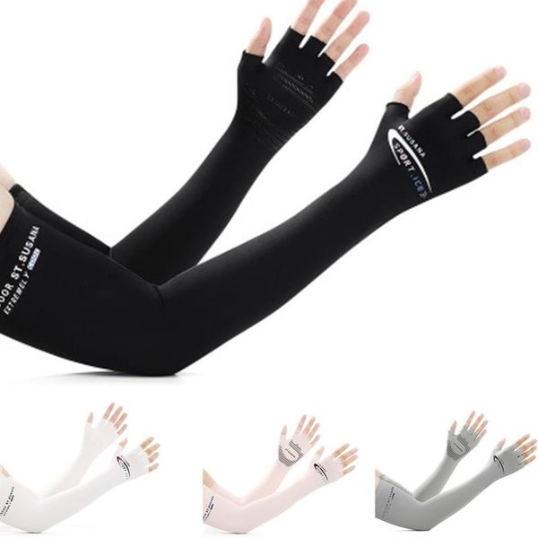 

elbow & knee pads spring/summer riding sun protection sleeve ice silk thin quick-drying arm cover-size 4 colors men woman 1pair, Black;gray