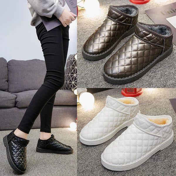 

boots 2021 winter ladies snow short tube korean version of the leather warm plus velvet student flat cotton shoes bread sh, Black