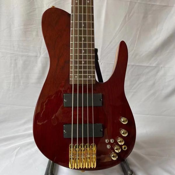 

custom grand neck through body 5 strings bass guitar gold hardware accept oem