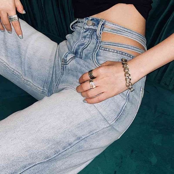 

women's jumpsuits & rompers vintage wide leg jeans hollow out high waist denim pants straight loose summer thin design mop fashion, Black;white