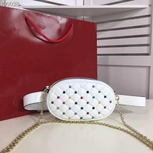 

classic ladies purse leather rivet fashion metal chain messenger bag waist bags